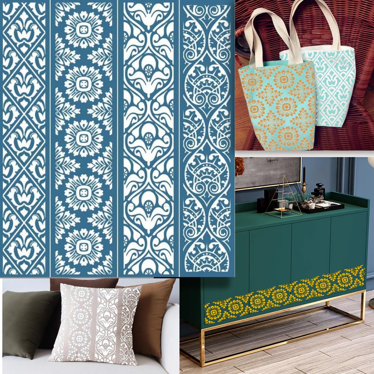 Amazon.com: Alinacutle 4pc Borders Silkscreen Stencil,Reusable